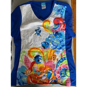 Disney Finding Dory Nemo Soft Stretch Scrub Top
